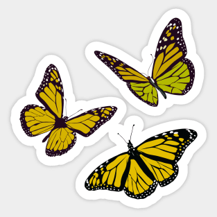 Beautiful yellow butterfly illustrations Sticker